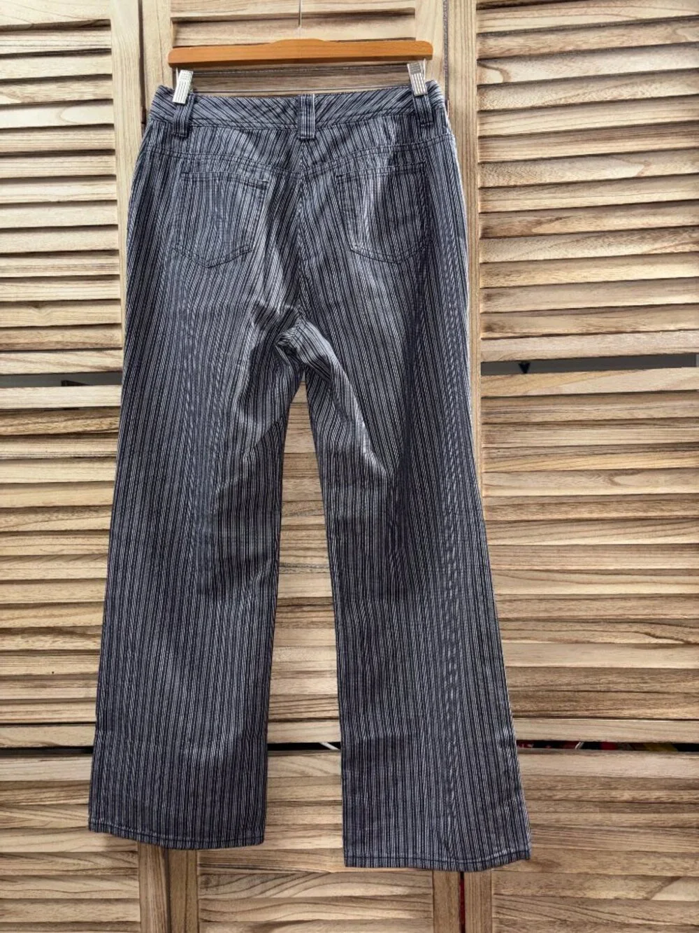 Jones New York Sport Blue White Striped Cotton Wide Leg Trouser Pants Size 6